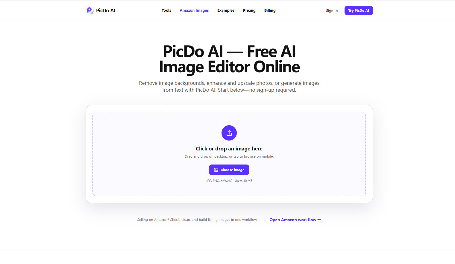 picdo ai website screenshot
