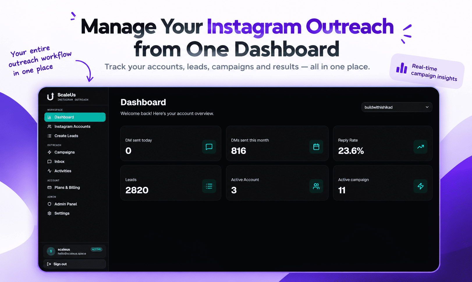 ScaleUs - Instagram Outreach Tool website