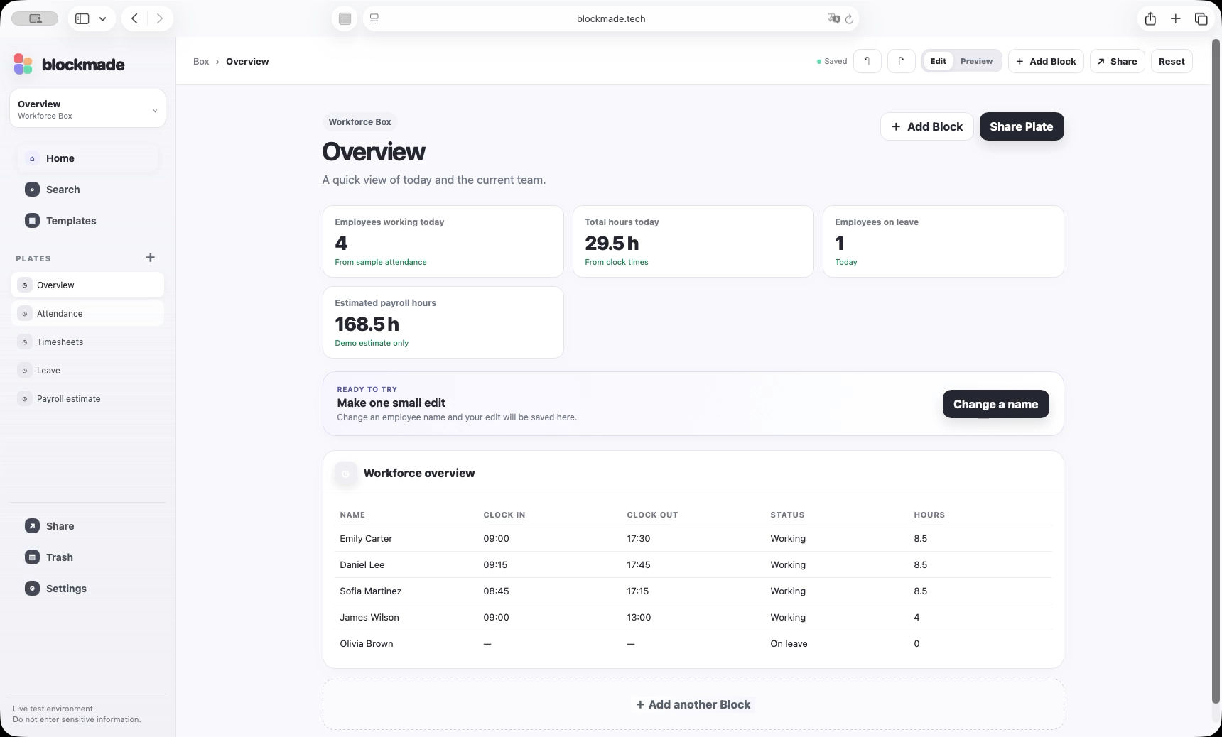 blockmade website screenshot