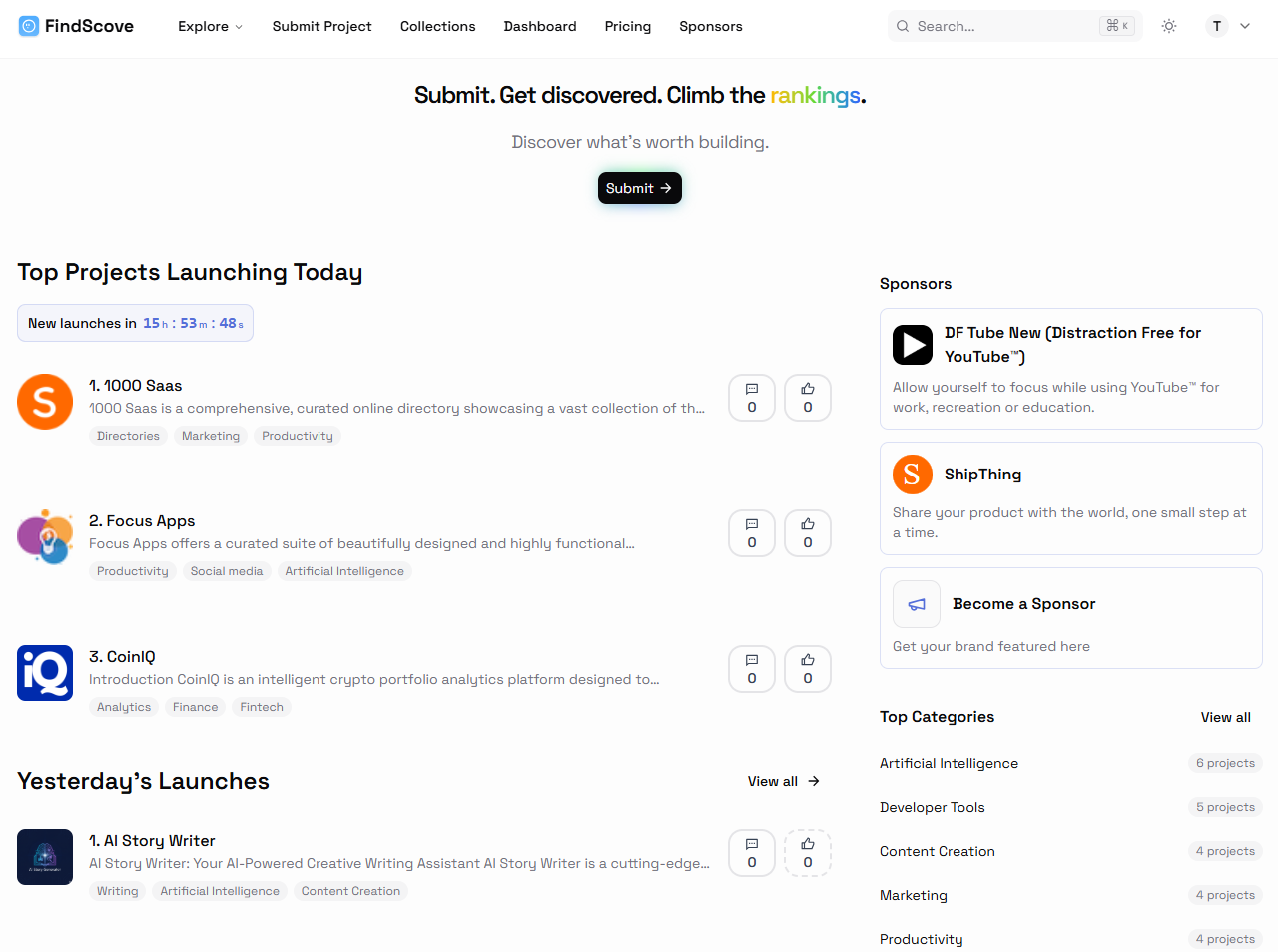 FindScove - Discover the Best Tech Products website screenshot
