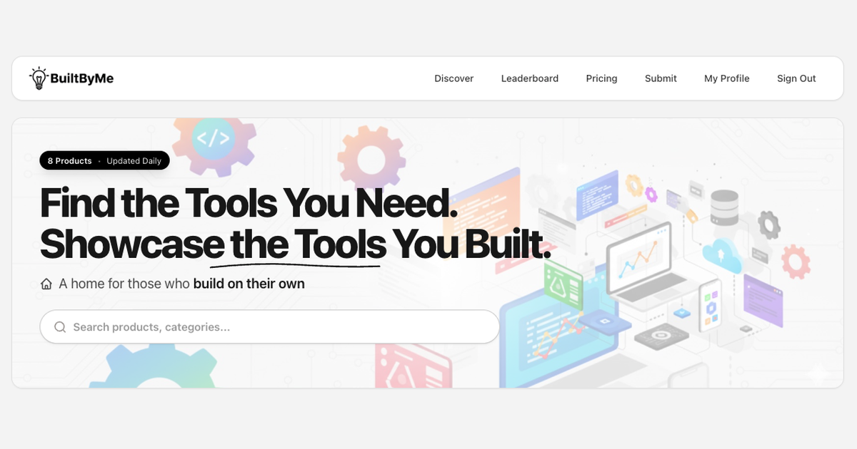 BuiltByMe - Discover Products Built by Indie Makers screenshot