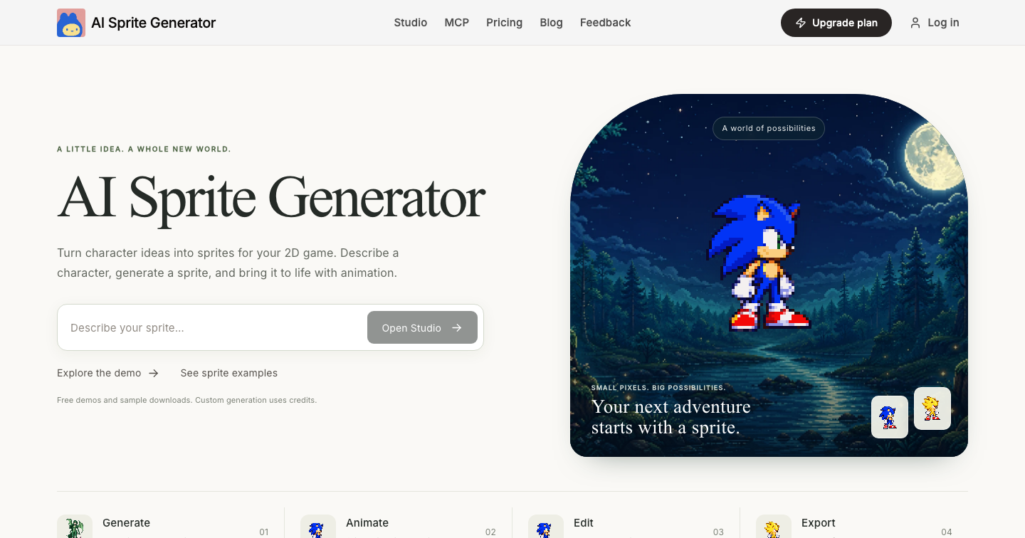 AI Sprite Generator – Create 2D Game Sprites & Animations screenshot