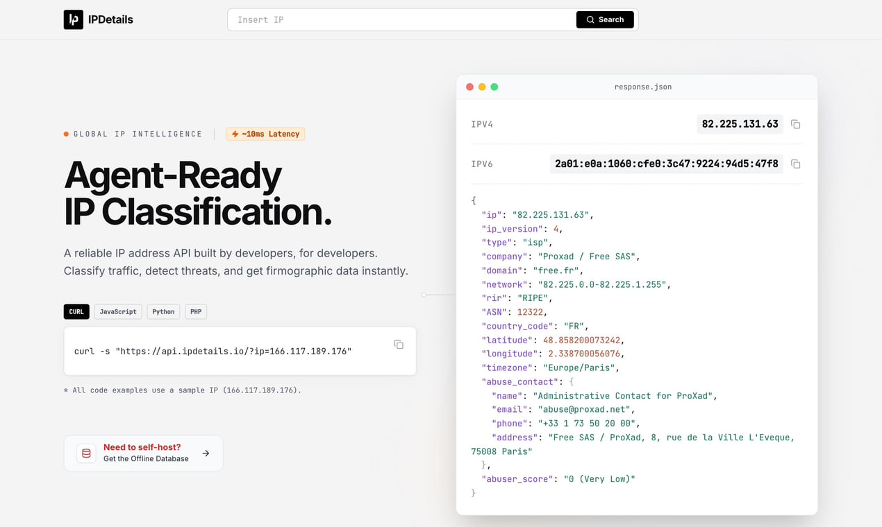 IPDetails.io screenshot