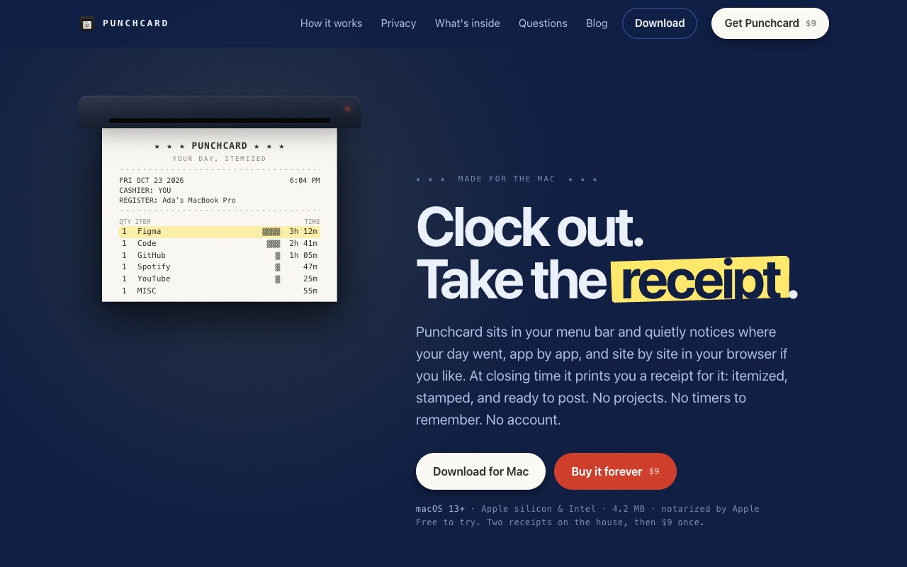 Punchcard screenshot
